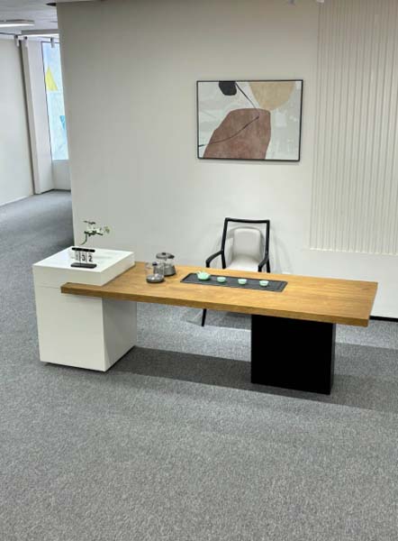 Modern Office Tea Table with Integrated Side Storage Pedestal