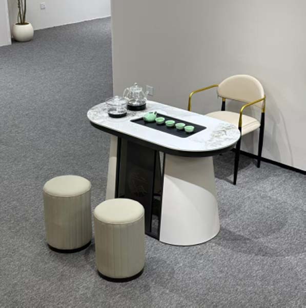 Light Luxury Racetrack Gongfu Tea Table Set with Integrated Tea Tray