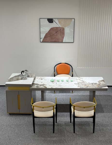 Modern Light Luxury Sintered Stone Tea Ceremony Table with Integrated Left Side Water Cabinet