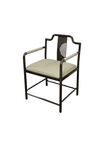 New Chinese Style Metal Frame Padded Dining/Tea Chair with Armrests