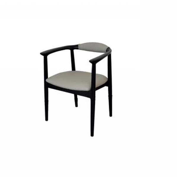 Modern Curved Black Frame Upholstered Dining Armchair