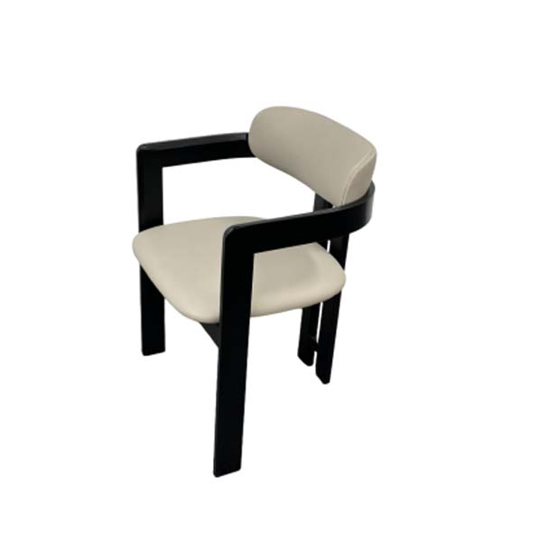 Modern Curved Wooden Frame Upholstered Dining Armchair