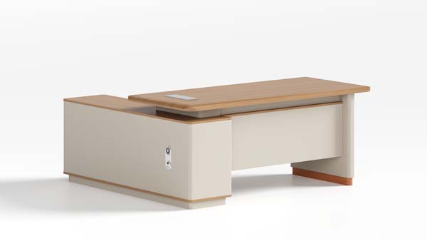 L-Shaped Sit-Stand Height Adjustable Executive Desk with Locking Storage Pedestal