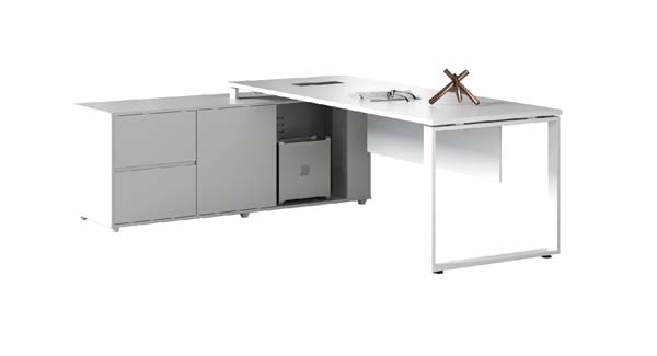 Modern L-Shaped Executive Office Desk with Left Storage Return