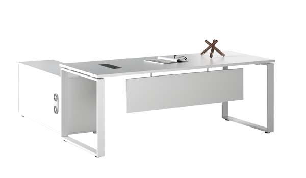 Left-Return L-Shaped Executive Office Desk with Cantilever Legs