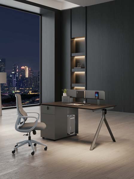 Single Pedestal Manager Office Desk with Privacy Screen