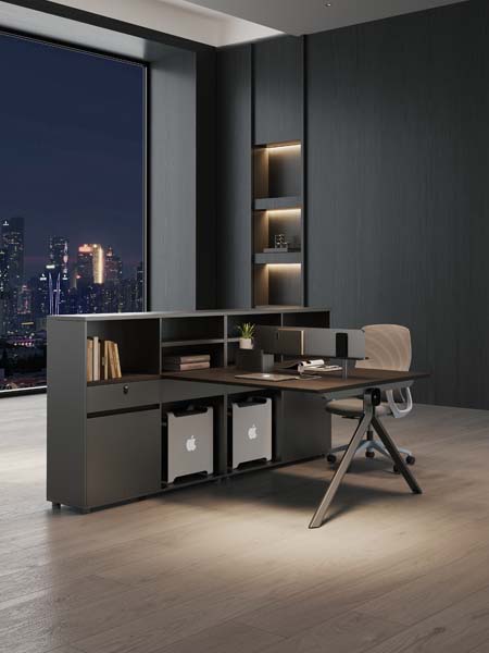 L-Shaped Executive Office Desk with Integrated Side Storage Return