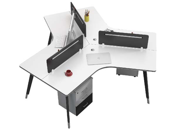 120-Degree 3-Person Cluster Office Workstation Desk with Dividers