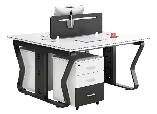 Two-Person Face-to-Face Office Workstation Desk with Central Privacy Divider