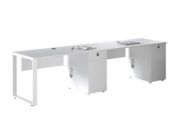 Two-Person Modular Office Workstation with Dual Lockable Pedestals