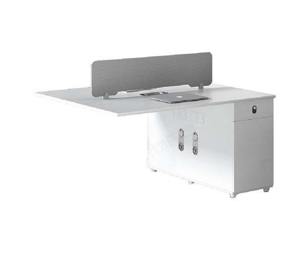 L-Shaped Single-Pedestal Executive Office Desk with Desktop Divider
