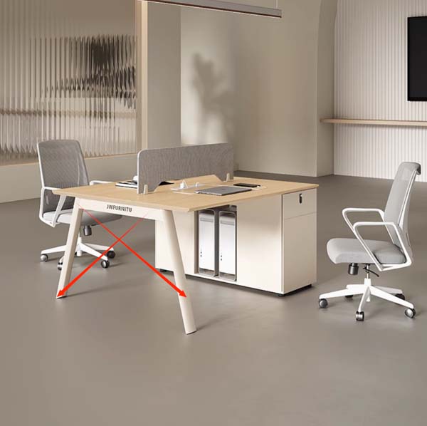2-Person Face-to-Face Office Workstation with Central Fabric Divider and Integrated Storage Pedestal
