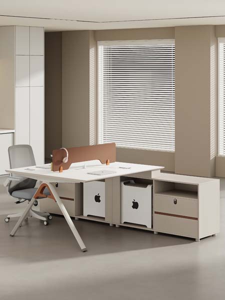2-Person Face-to-Face Office Workstation with Integrated Side Storage Return