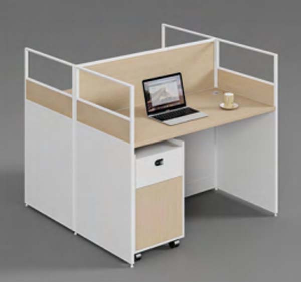2-Person Workstation Cubicle Desk with Mobile Pedestal and Divider Screens