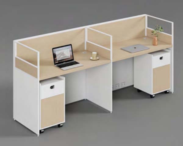 90-Degree 2-Person Office Cubicle Workstation with Mobile Pedestals