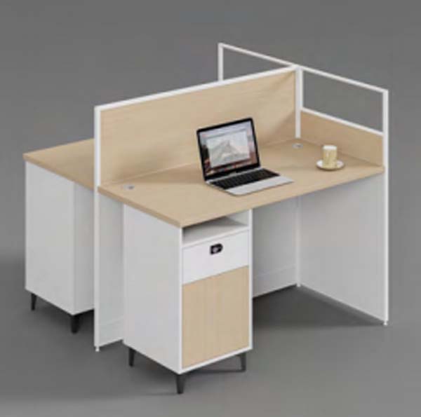 Single-Person L-Shaped Office Cubicle Workstation Desk with Dividers and Storage