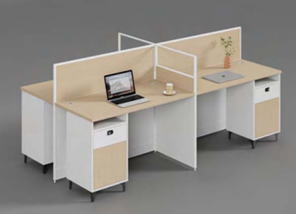 4-Person Cross-Shaped Fabric Partition Office Cubicle Workstation with Integrated Storage