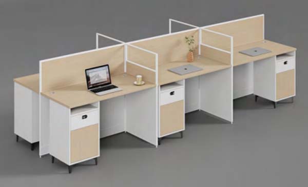 4-Person Cross-Shaped Modular Office Cubicle Workstation with Integrated Storage Pedestals