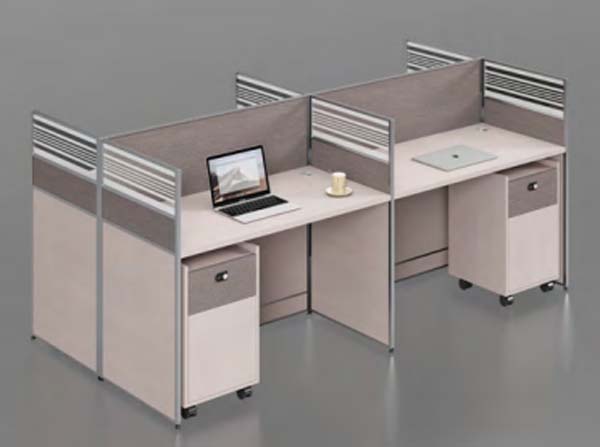 2-Person Straight Office Cubicle Workstation with Mobile Pedestals