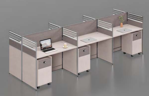 3-Person Cross-Shaped Modular Office Cubicle Workstation Cluster with Mobile Pedestals