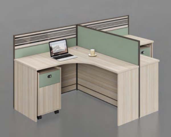 2-Person L-Shaped Partitioned Office Workstation with Mobile Pedestals