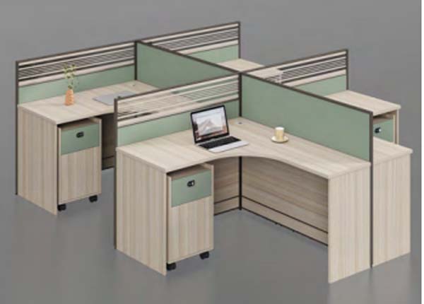 2-Person Cross L-Shaped Modular Office Cubicle Workstation with Mobile Pedestals