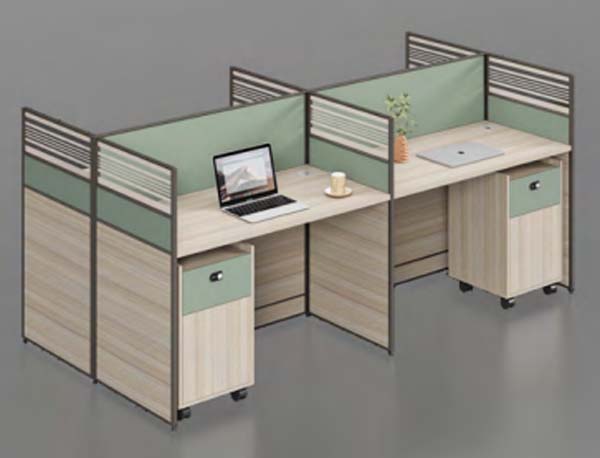 2-Person L-Shaped Office Cubicle Workstation with Mobile Storage Pedestals