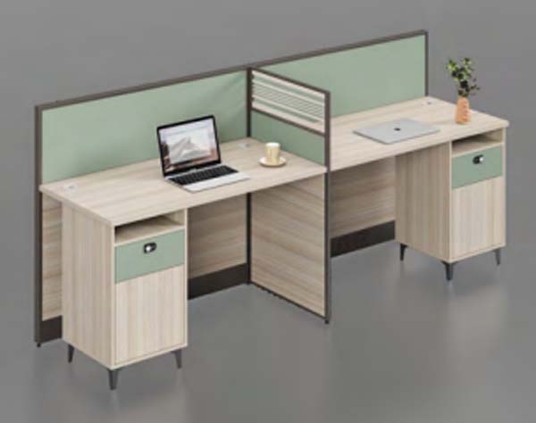 2-Person Face-to-Face Office Cubicle Workstation with Integrated Storage Pedestals