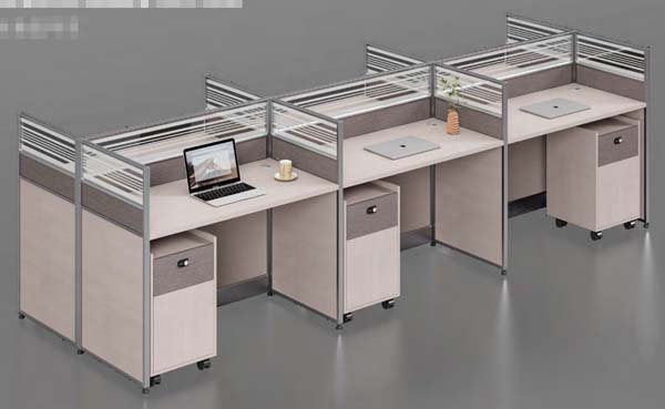 6-Person Cross-Shaped Modular Office Cubicle Workstation with Mobile Pedestals