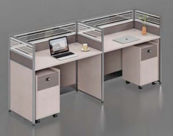 2-Person L-Adjacent Office Cubicle Workstation with Mobile Pedestals