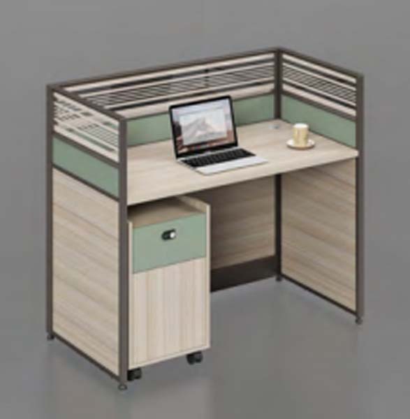 Single-Person Partitioned Office Cubicle Workstation with Mobile Pedestal