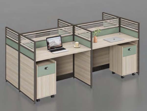 2-Person Modular Office Cubicle Workstation with Mobile Pedestals
