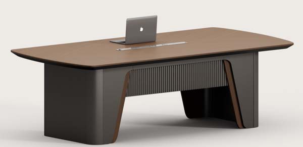 Modern Curved-Edge Executive Office Desk with Integrated Cable Tray