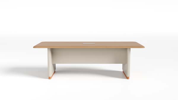 Two-Tone Rectangular Conference Meeting Table with Integrated Cable Management