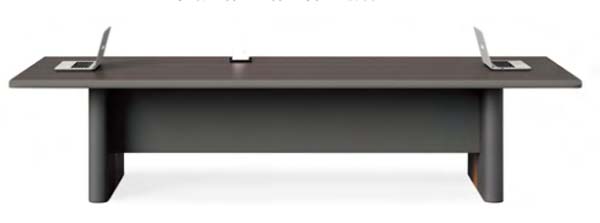 Dark Rectangular Conference Meeting Table with Central Cable Port