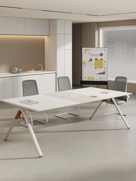 Modern Rectangular 6-Person Conference Table with Center Cable Management