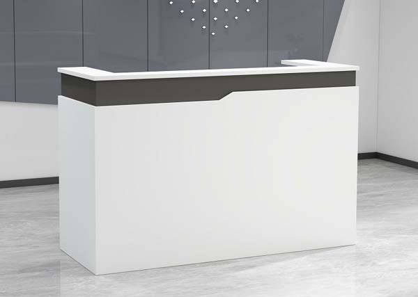 Compact Two-Tone White Dark Gray Commercial Reception Desk
