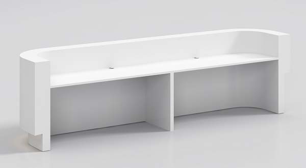 Curved White 2-Station Office Reception Counter