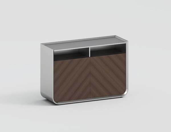 Modern Rounded Corner Two-Door Sideboard Storage Cabinet