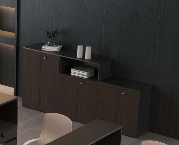 Modern Stepped Low Office Storage Cabinet