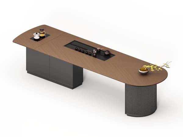 Walnut Herringbone Integrated Tea Brewing Table