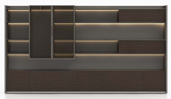 Contemporary Illuminated Modular Floor-to-Ceiling Display Storage Cabinet