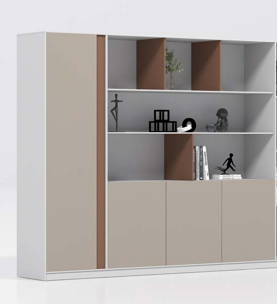 Modern Mixed Storage Open Bookshelf with Closed Cabinet Doors