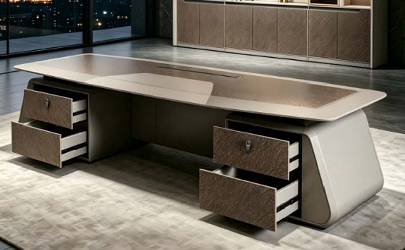 Modern Luxury Dual-Pedestal Executive Office Desk