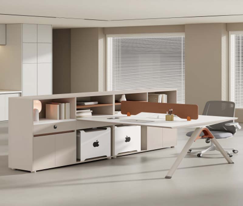 Single-seat Modular Office Workstation Desk with Integrated Storage Credenza