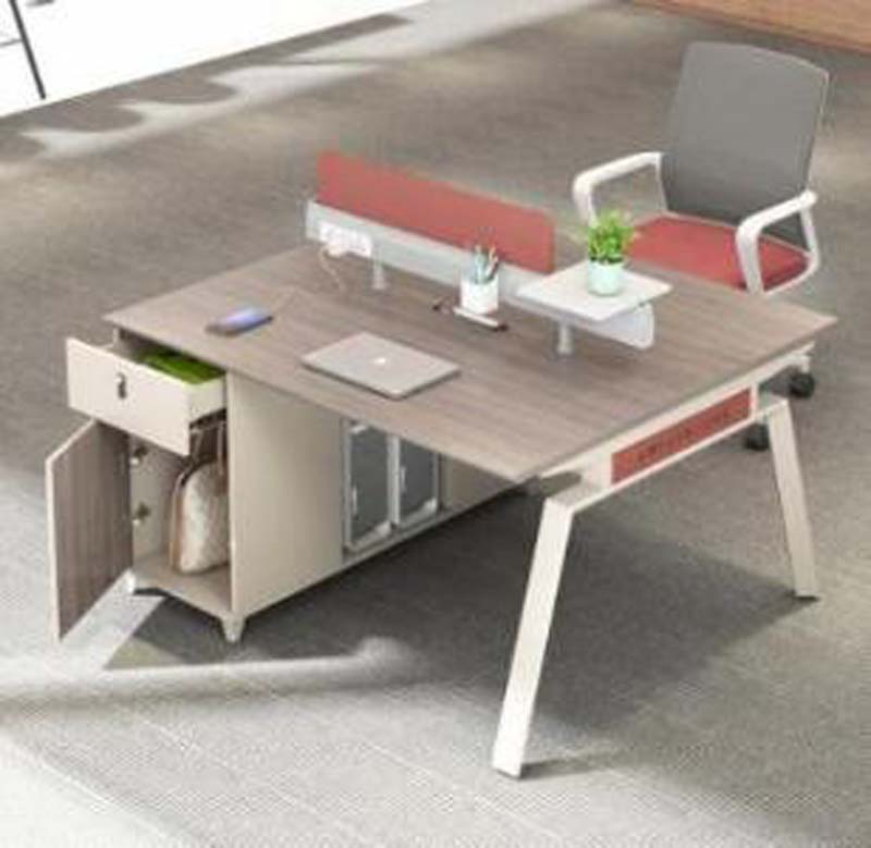2-Person Face-to-Face Office Workstation Desk with Central Divider and Integrated Storage