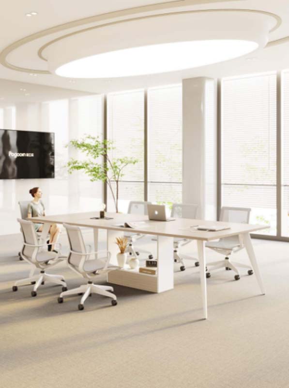 Rectangular 8-Person Conference Meeting Table with Integrated Center Storage
