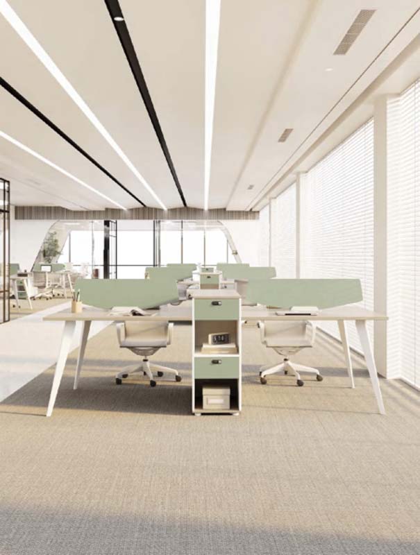 Four-Person Face-to-Face Open Plan Office Workstation with Central Storage