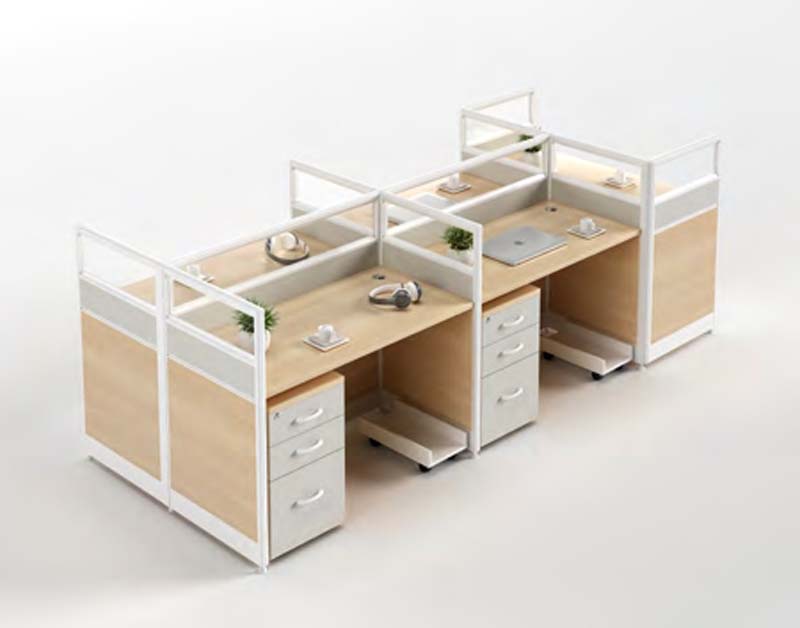4-Person Cross-Cluster Partitioned Office Cubicle Workstation