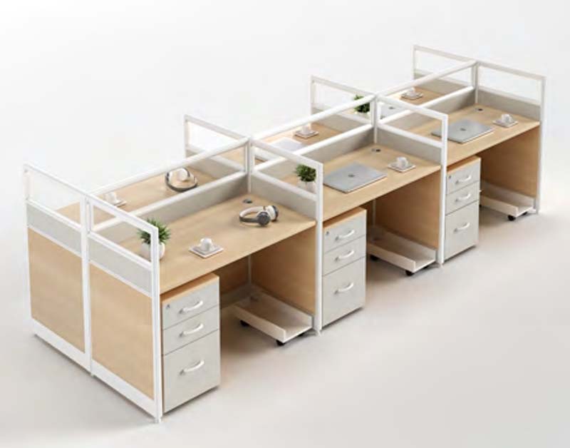 6-Person Back-to-Back Modular Open Office Cubicle Workstation Cluster